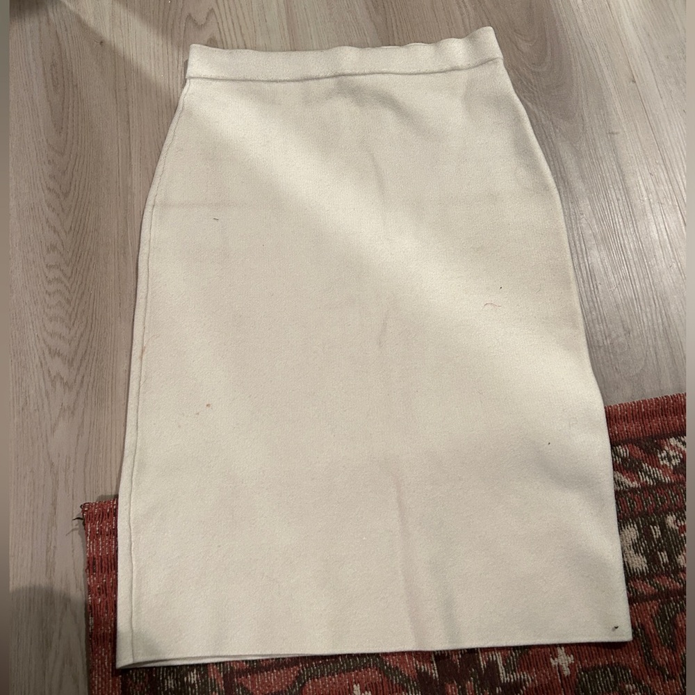 Jonathan Simkhai cream midi knit pencil skirt